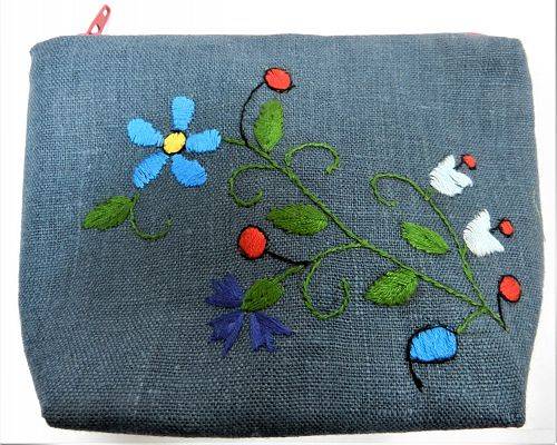 Handmade toilet bag with Kashubian embroidery